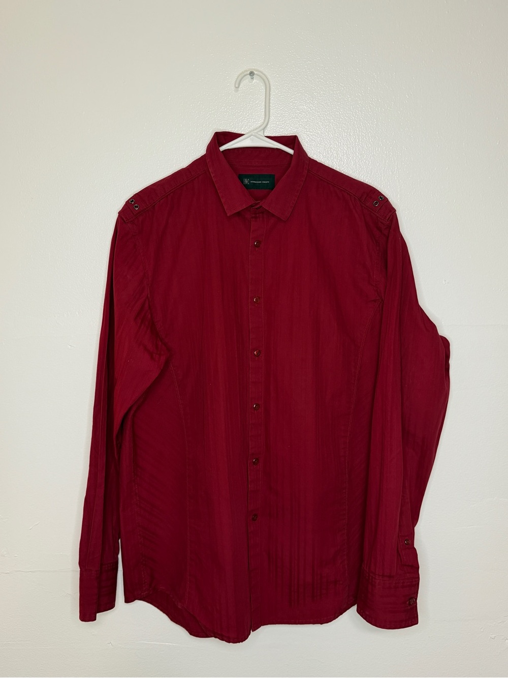 INC International Concepts Men’s Red Button-Up Shirt Large